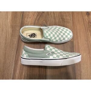 Vans Green Checkered Slip On Sneakers 8.5